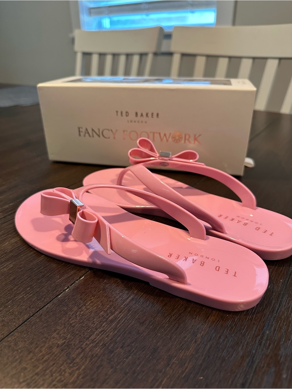 Ted Baker Fancy Footwork Pink Bow Jelly Sandals with Box